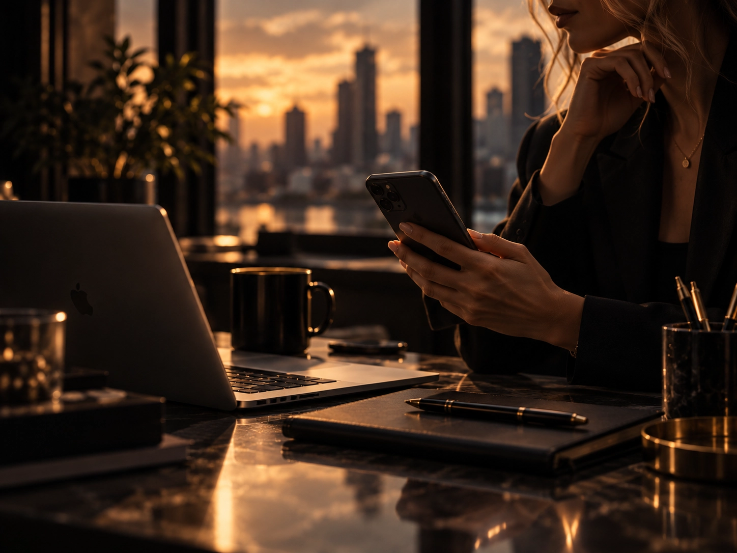 Premium messaging workspace with phone